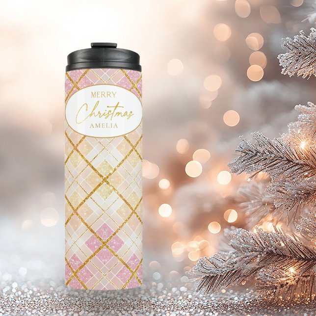 Pink Gold Christmas Pattern#28 ID1009 Thermal Tumbler (Creator Uploaded)