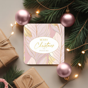 Pink Gold Christmas Pattern#29 ID1009 Square Paper Coaster