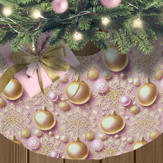 Pink Gold Christmas Pattern#31 ID1009 Brushed Polyester Tree Skirt (Creator Uploaded)