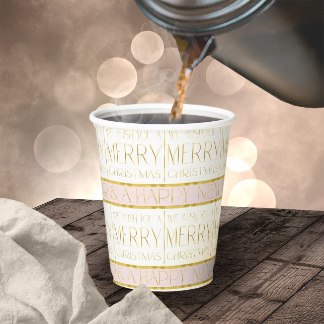 Pink Gold Christmas Pattern#35 ID1009 Paper Cups (Creator Uploaded)