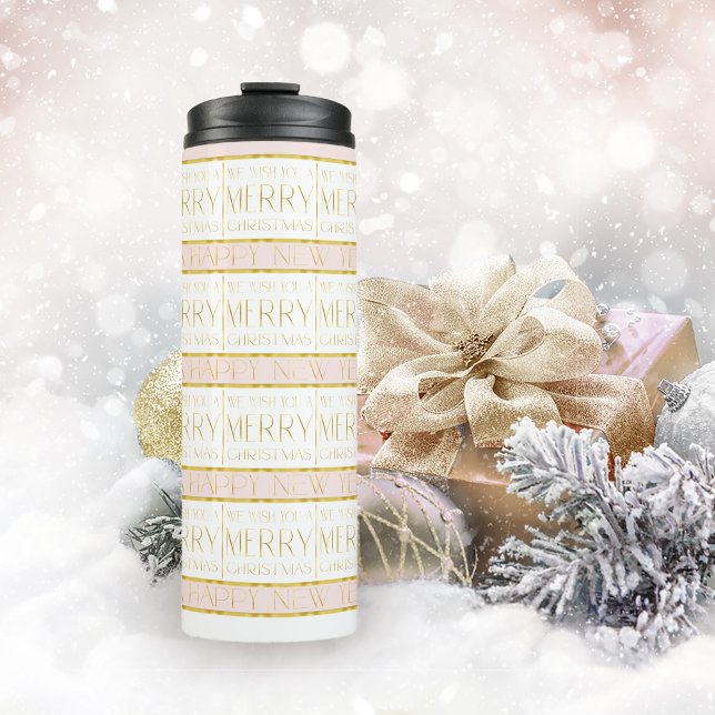 Pink Gold Christmas Pattern#35 ID1009 Thermal Tumbler (Creator Uploaded)