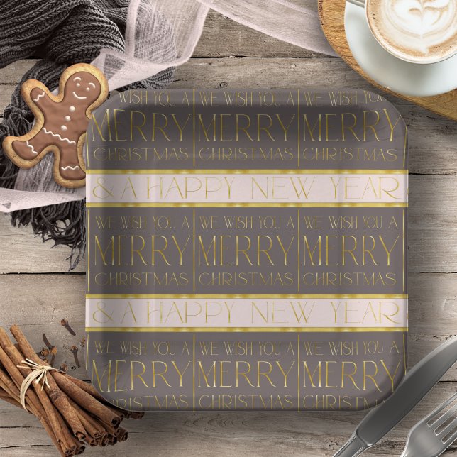 Pink Gold Christmas Pattern#35b ID1009 Paper Plate (Creator Uploaded)