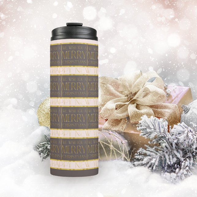 Pink Gold Christmas Pattern#35b ID1009 Thermal Tumbler (Creator Uploaded)