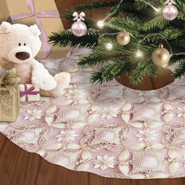 Pink Gold Christmas Pattern#3 ID1009 Brushed Polyester Tree Skirt (Creator Uploaded)