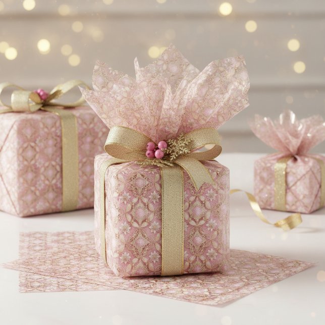 Pink Gold Christmas Pattern#3 ID1009 Tissue Paper (Creator Uploaded)