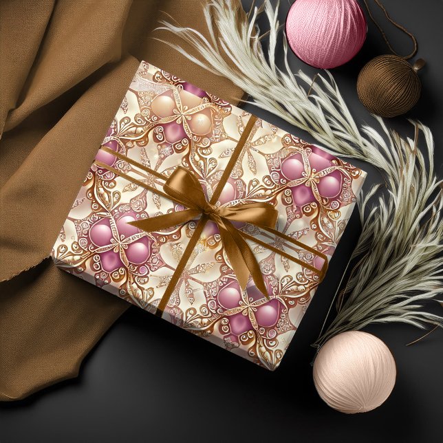Pink Gold Christmas Pattern#4 ID1009 Wrapping Paper (Creator Uploaded)
