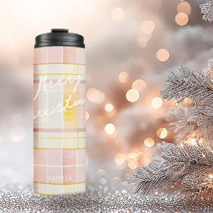 Pink Gold Christmas Pattern#7 ID1009 Thermal Tumbler