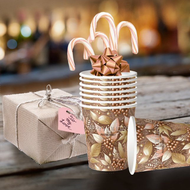 Pink Gold Christmas Pattern#8 ID1009 Paper Cups (Creator Uploaded)