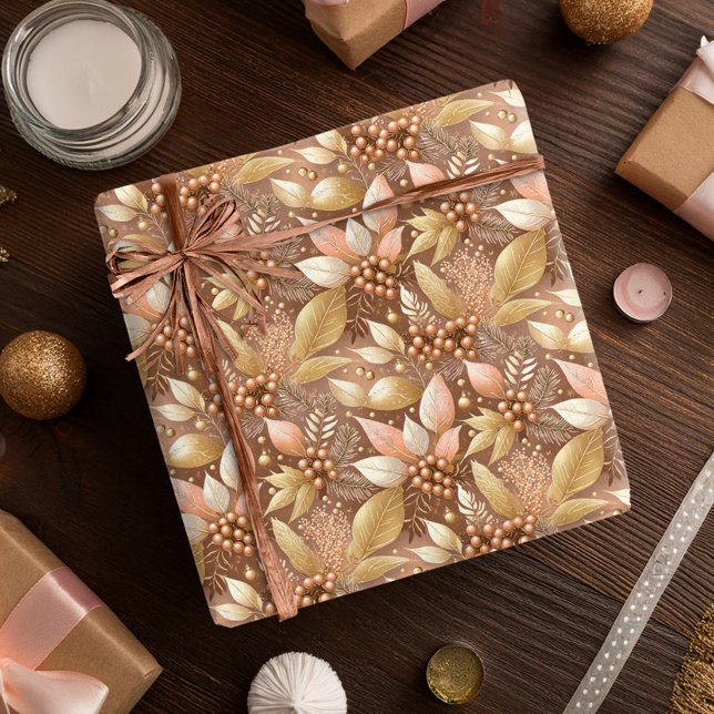 Pink Gold Christmas Pattern#8 ID1009 Wrapping Paper (Creator Uploaded)