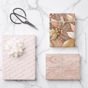 Pink Gold Christmas Patterns #2#8#32  ID1009 Wrapping Paper Sheet