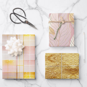 Pink Gold Christmas Patterns #2#8#32  ID1009 Wrapping Paper Sheet
