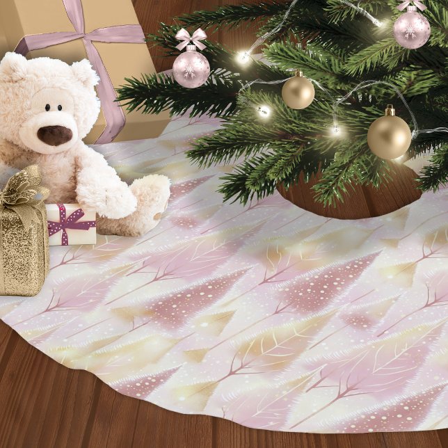 Pink Gold Christmas Reindeer Pattern#13 ID1009 Brushed Polyester Tree Skirt (Creator Uploaded)