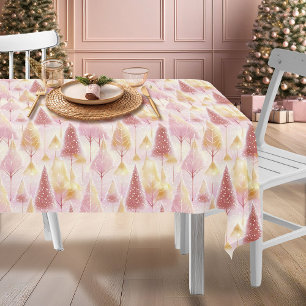 Pink Gold Christmas Reindeer Pattern#13 ID1009 Tablecloth