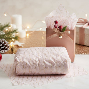 Pink Gold Christmas Typography Pattern#36 ID1009 Tissue Paper