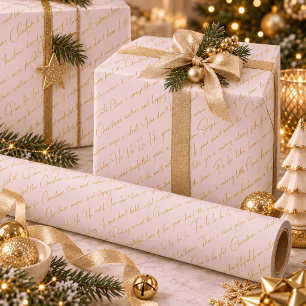 Pink Gold Christmas Typography Pattern#36 ID1009 Wrapping Paper