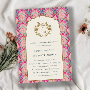 Pink Gold Classy Floral Laurel Rehearsal Dinner Invitation