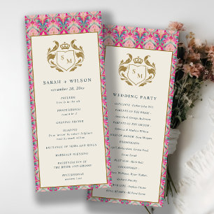 Pink Gold Classy Floral Laurel Wedding Program