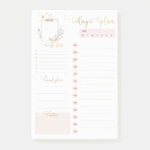 Pink Gold Clipboard Daily Planning To Do List Post-it Notes