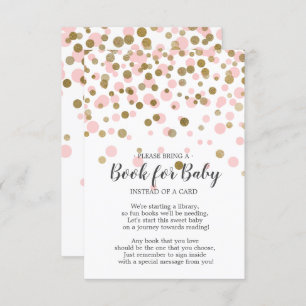 Pink Gold Confetti Baby Shower Book for Baby Invitation
