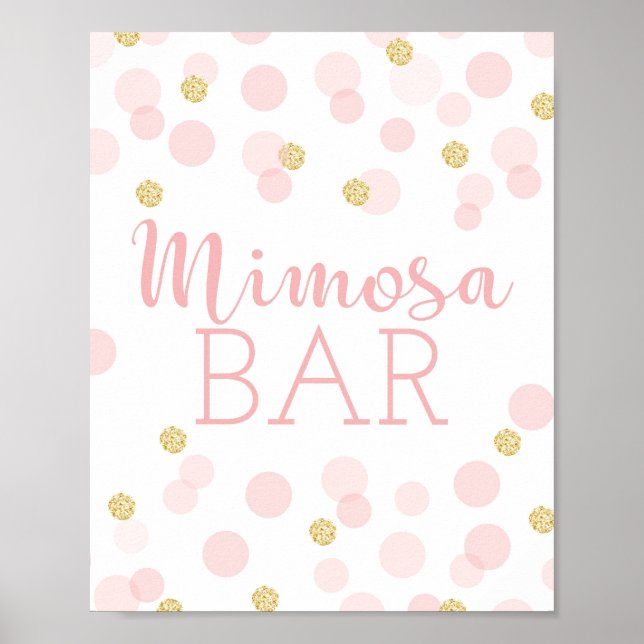 Pink Gold Confetti Baby Shower Mimosa Bar Sign (Front)