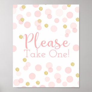 Pink Gold Confetti Baby Shower Take One Sign