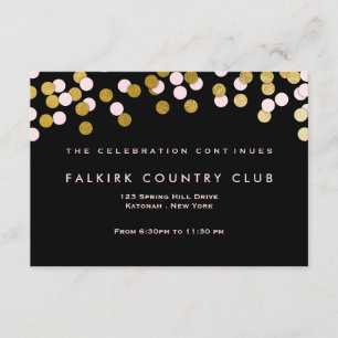 Pink   Gold Confetti Bat Mitzvah Reception Card