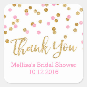 Pink Gold Confetti Bridal Shower Favour Tags