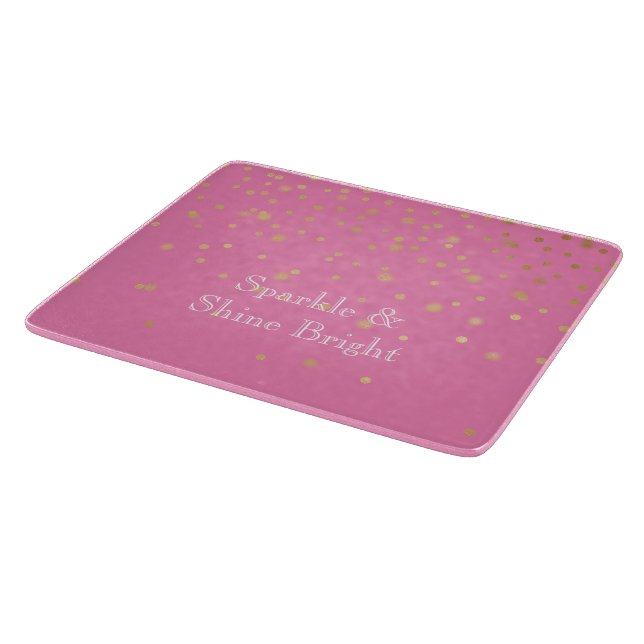 Pink Gold Confetti Cutting Board (Corner)