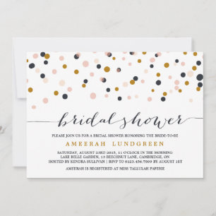 Pink & Gold Confetti Dots Bridal Shower Invitation