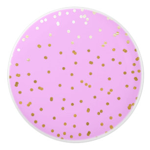Pink & Gold Confetti Dots Modern Glamour Glam Ceramic Knob