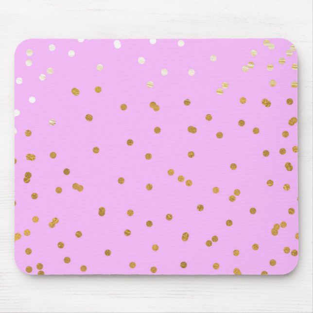 Pink & Gold Confetti Dots Modern Glamour Glam Mouse Pad (Front)