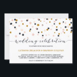 Pink & Gold Confetti Dots Wedding Invitation<br><div class="desc">Confetti Wedding Invitation 
 Modern card featuring blush,  gold and dark purple confetti dots. Matching items and other colours are available.</div>