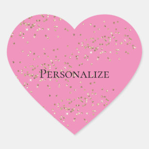 Pink Gold Confetti Heart Sticker