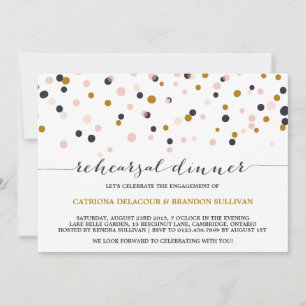 Pink & Gold Confetti Rehearsal Dinner Invitation