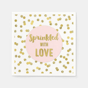Pink Gold Confetti Sprinkled with Love Napkin