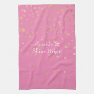 Pink Gold Confetti Tea Towel