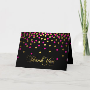 Pink & Gold Confetti Thank You Card
