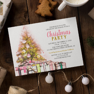 Pink   Gold Corporate Christmas Party Invitation