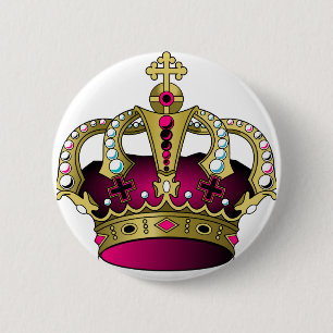 Pink & Gold Crown 6 Cm Round Badge