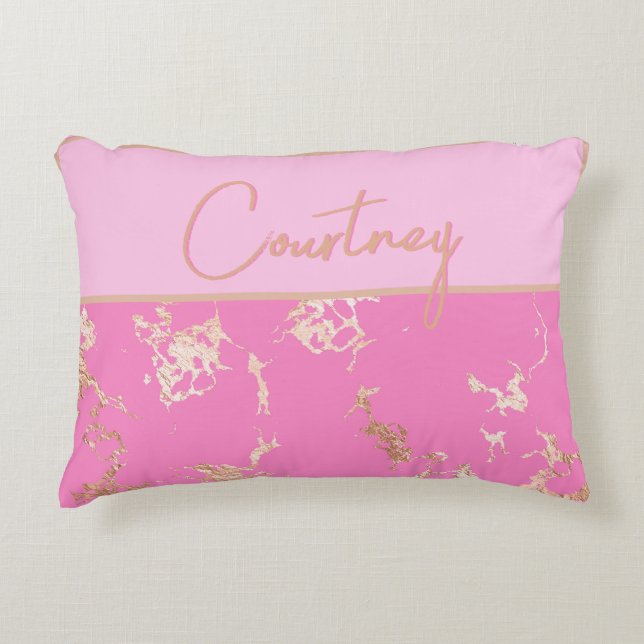 Pink & Gold Custom  Decorative Cushion (Front)