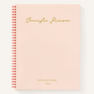 Pink Gold  Custom Handwritting Name  Notebook