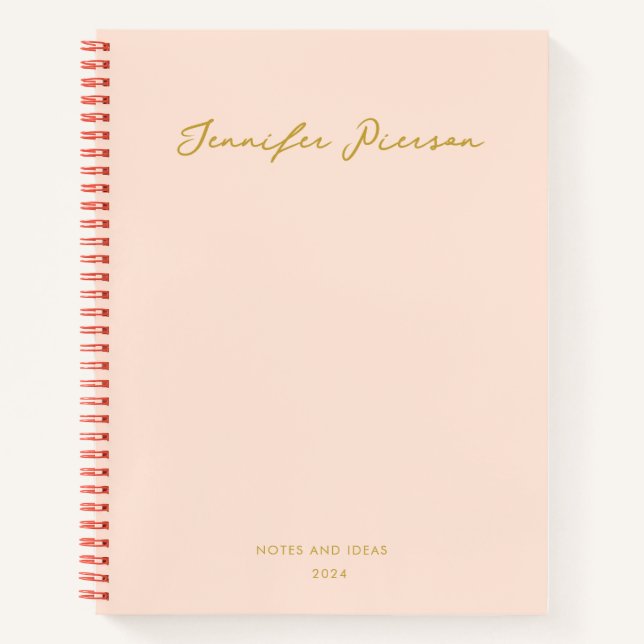 Pink Gold  Custom Handwritting Name  Notebook (Front)