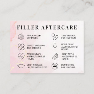 Pink Gold Custom Logo  Filler Aftercare Card