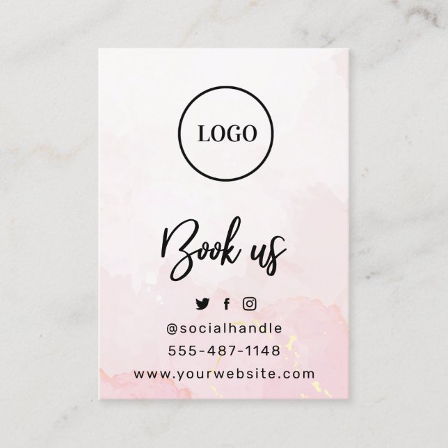 Pink Gold Custom Logo Lash Aftercare Card (Front)