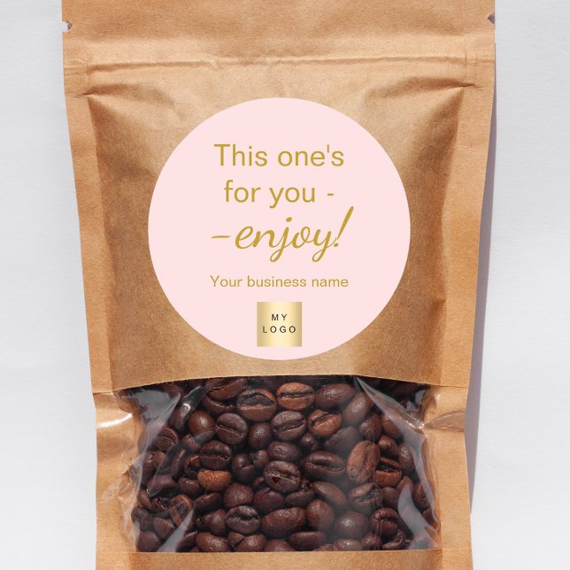 Pink gold customer shopping business logo wrapping classic round sticker (Creator Uploaded)