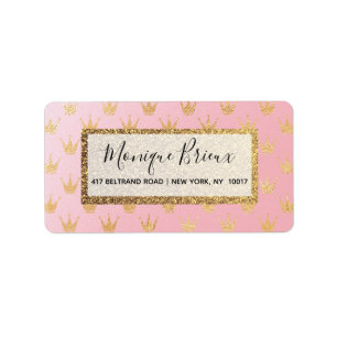 Pink Gold Cute Return Address Label