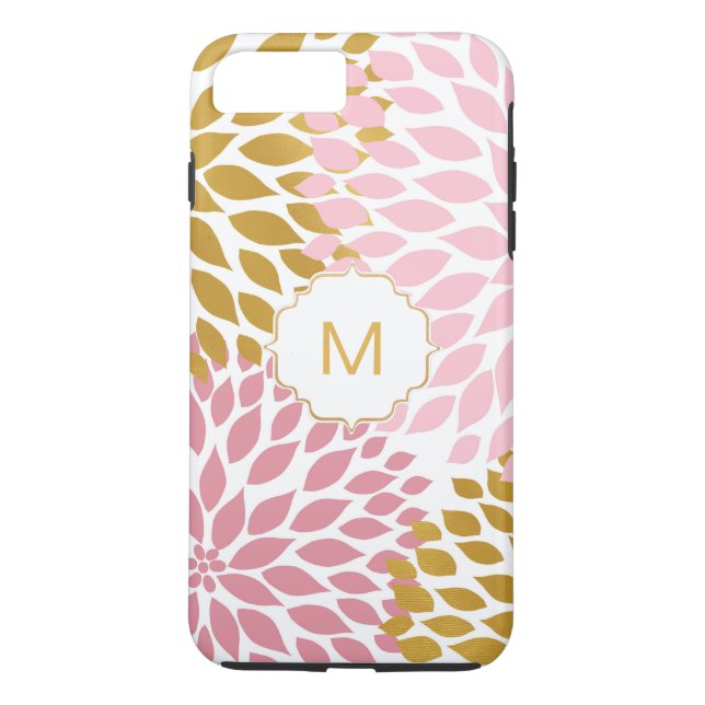 Pink Gold Dahlia Floral blooms Case-Mate iPhone Case (Back)