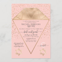 Pink Gold Diamond Confetti Glitter Bat Mitzvah