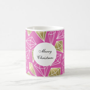 Pink Gold Diamonds Christmas Coffee Mug