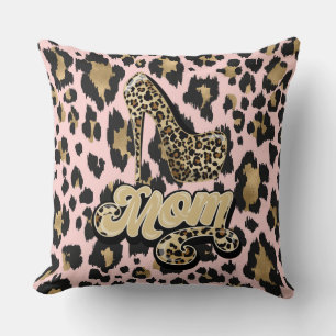 Pink Gold Diva Mum Animal Print Reversible Pillow